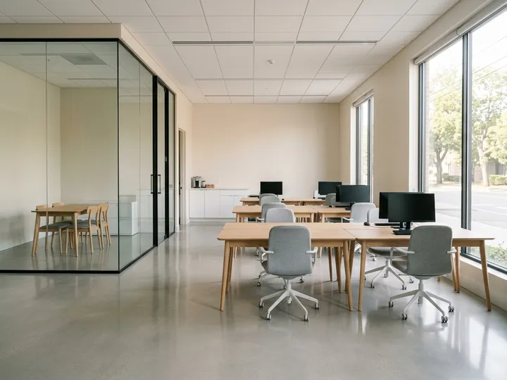 Illustration of a clean, empty office workspace