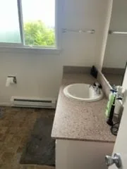 Bathroom vanity by a window, cleaned by Rosy
